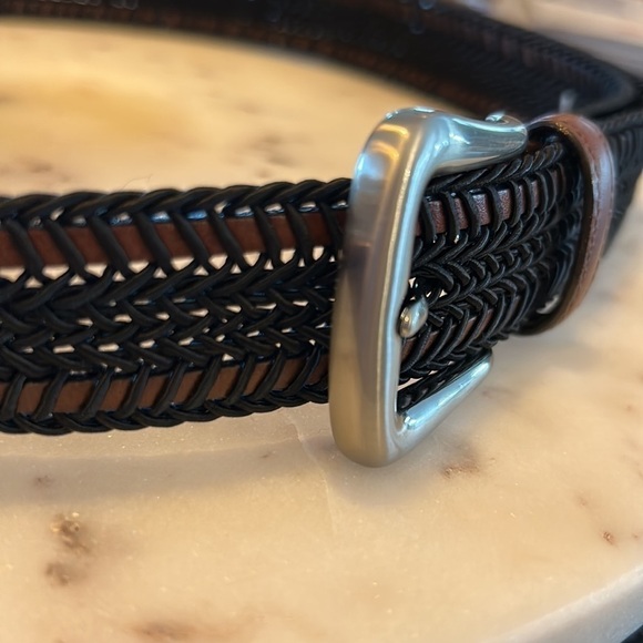 2-Torino belts both size 46 black/ brown woven and taupe/brown woven NWT - Picture 6 of 17